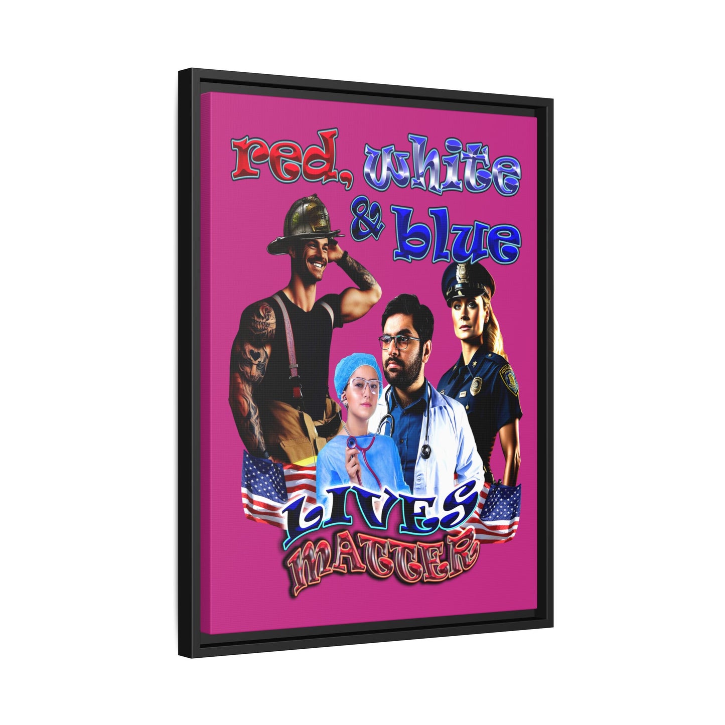 rw&b lives matter - framed canvas art (pink)