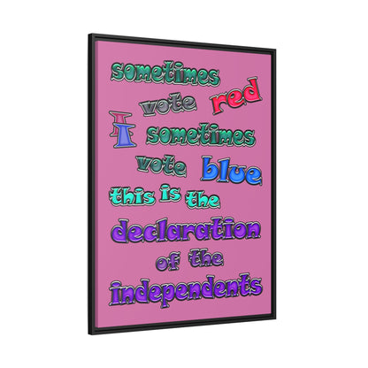 declaration of the independents - framed canvas art (light pink)