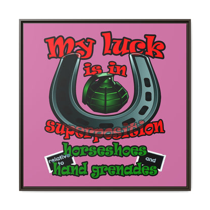 my luck - framed canvas art (light pink)
