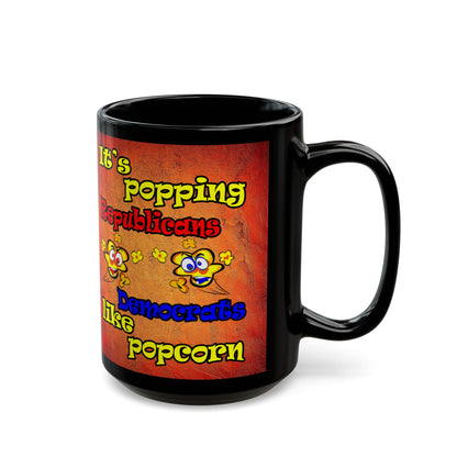 popping like popcorn - Black Mug (burnt orange)