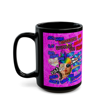drop the beat - Black Mug (pink swirl)