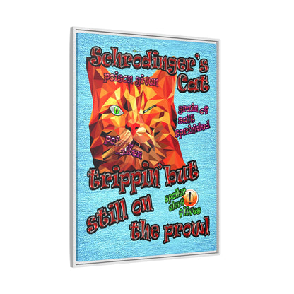 schrodinger's cat - framed canvas art (faded blue)