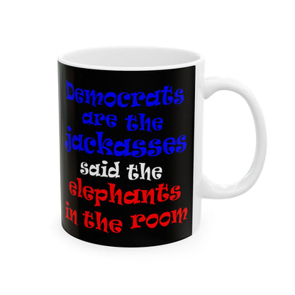 donkeys and elephants - White Mug (black)
