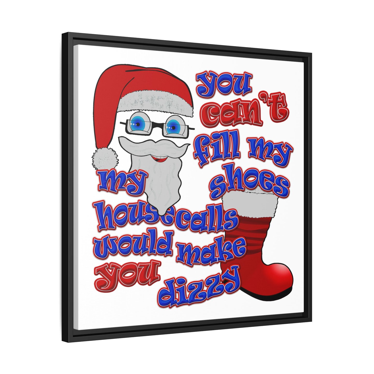 santa's shoes - framed canvas art (white)