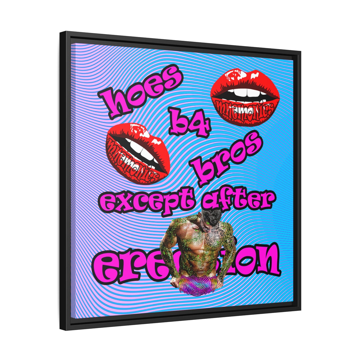 hoes b4 bros - framed canvas art (light blue-purple wave)