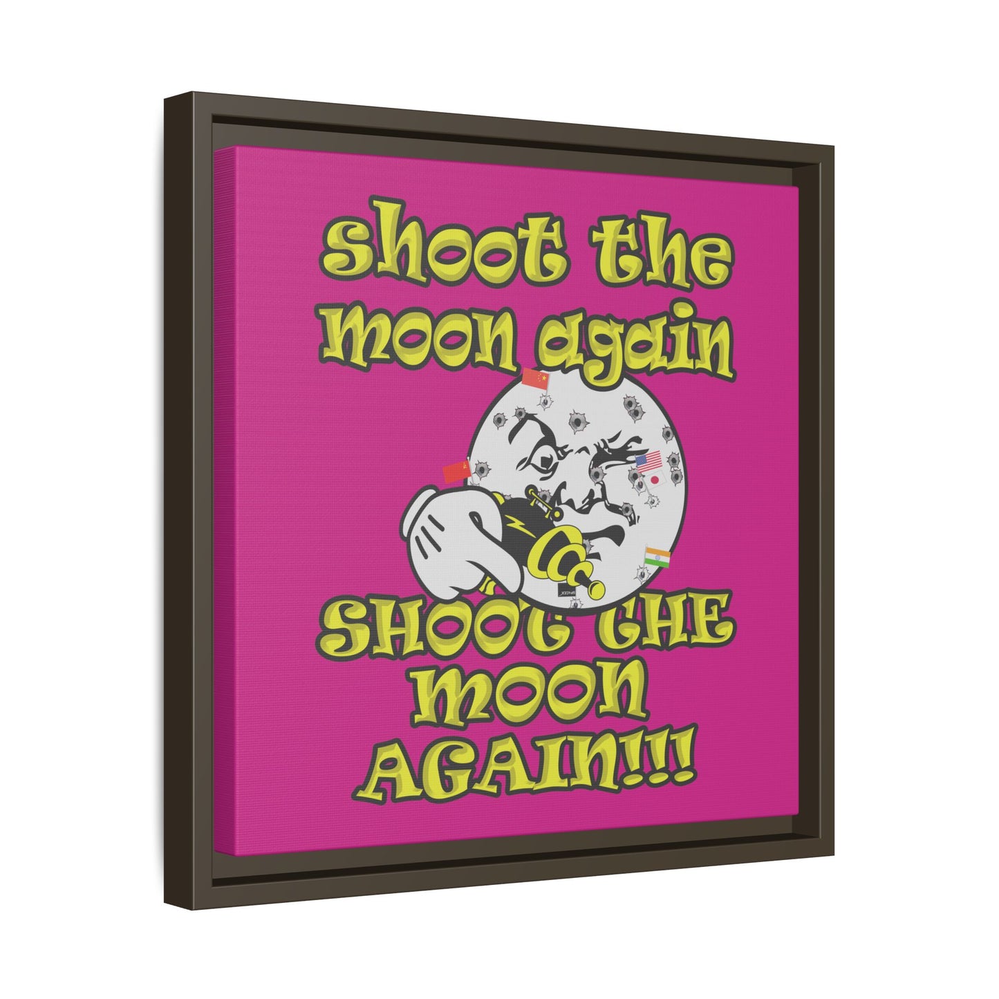 shoot the moon again - framed canvas art (pink)