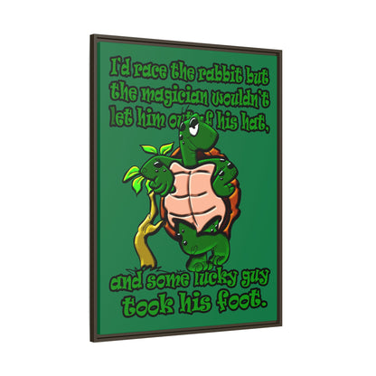 turtle race - framed canvas art (dark green)