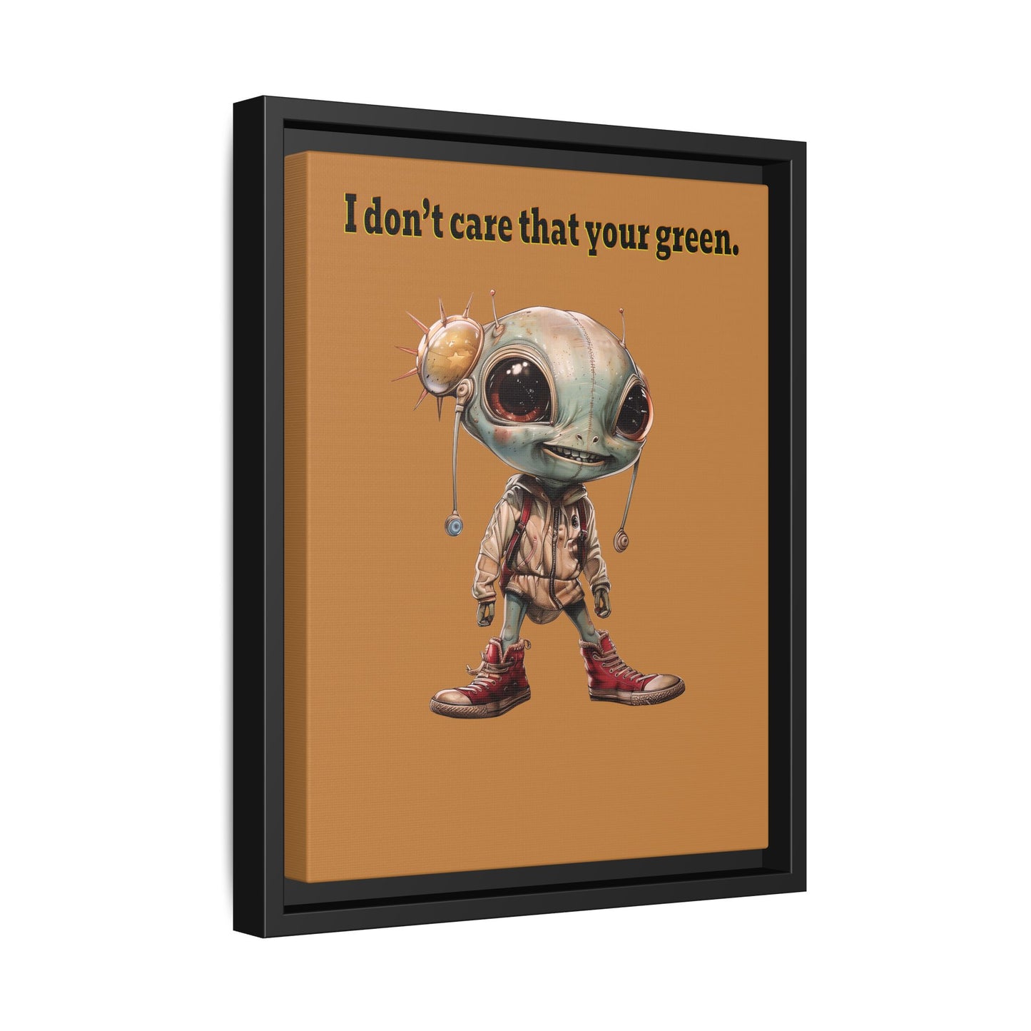 I don't care that your green - framed canvas art (light brown)