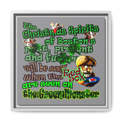 christmas spirits of boston - framed canvas art (grey)