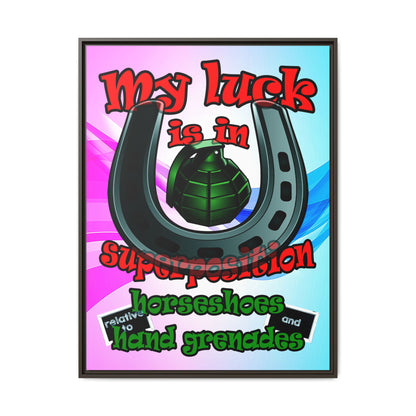 my luck - framed canvas art (light blue-pink wave)