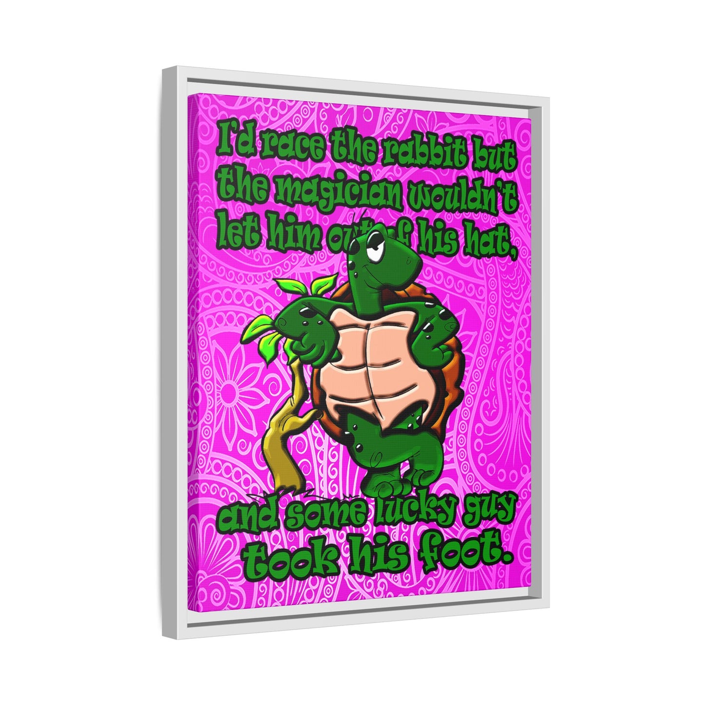 turtle race - framed canvas art (pink swirl)