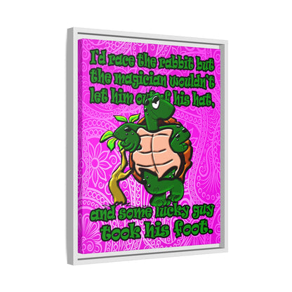 turtle race - framed canvas art (pink swirl)