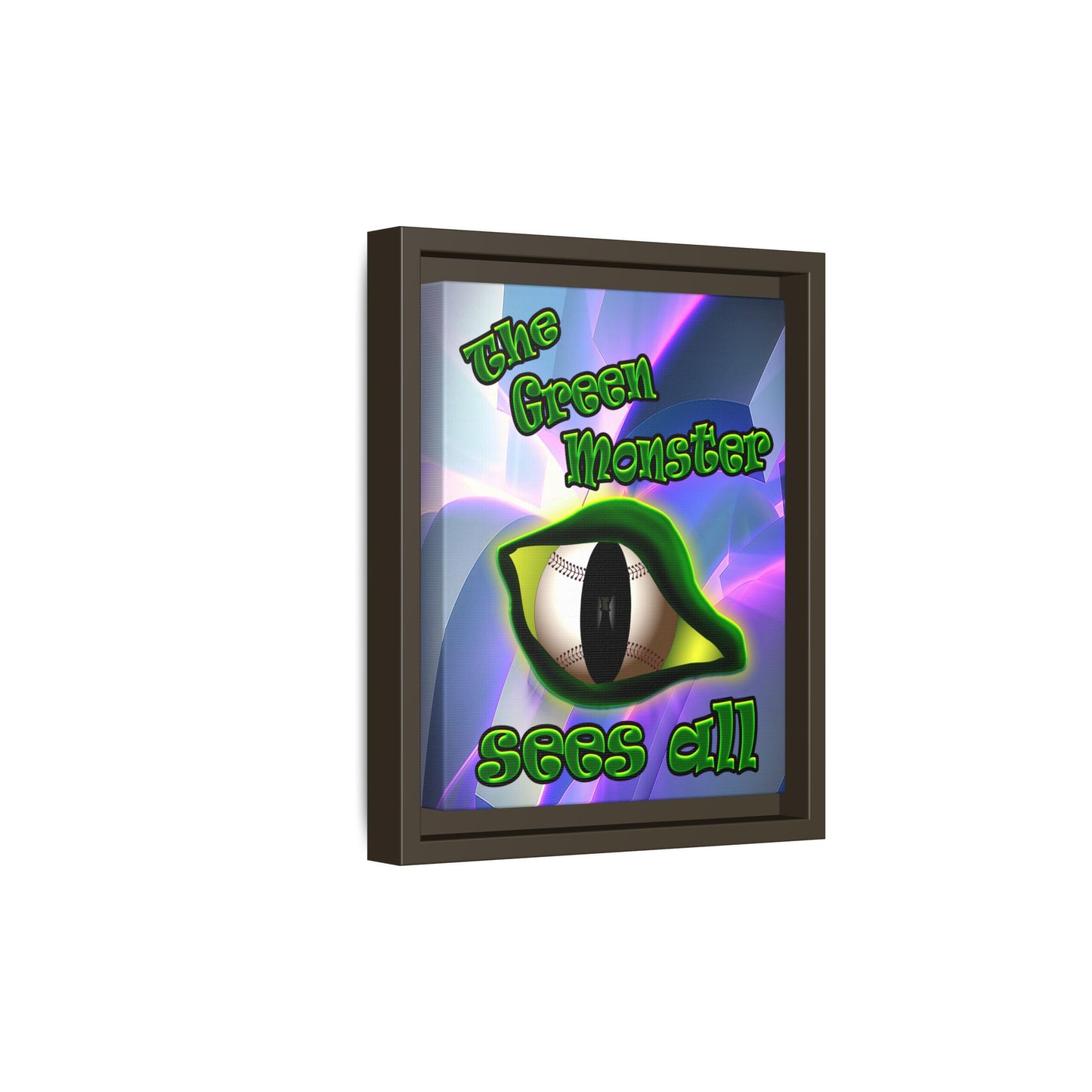 green monster - framed canvas art (grey-pink wave)