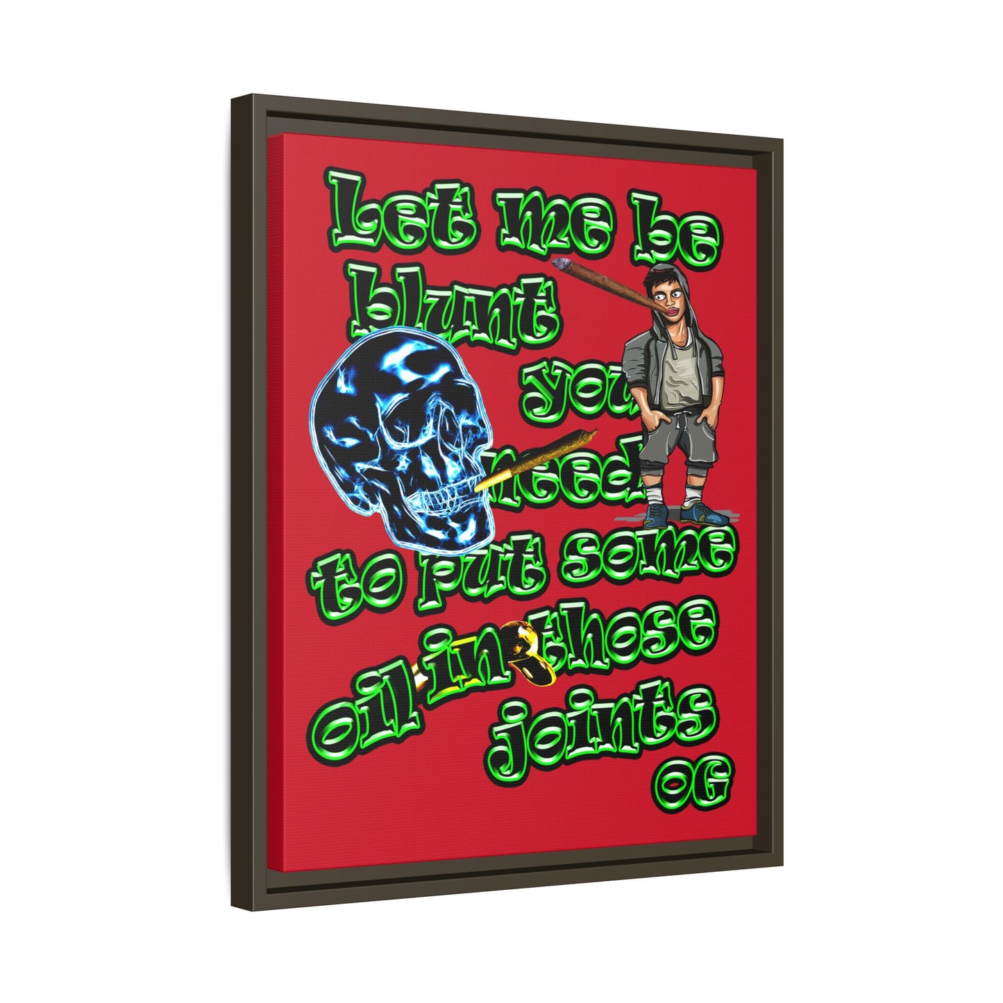 og - framed canvas art (dark red)