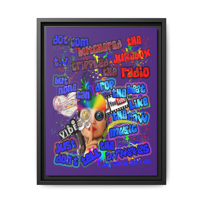 drop the beat - framed canvas art (purple)