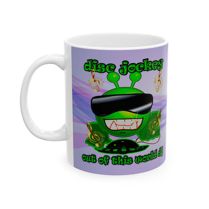 disc jockey - White Mug (light blue-pink wave)