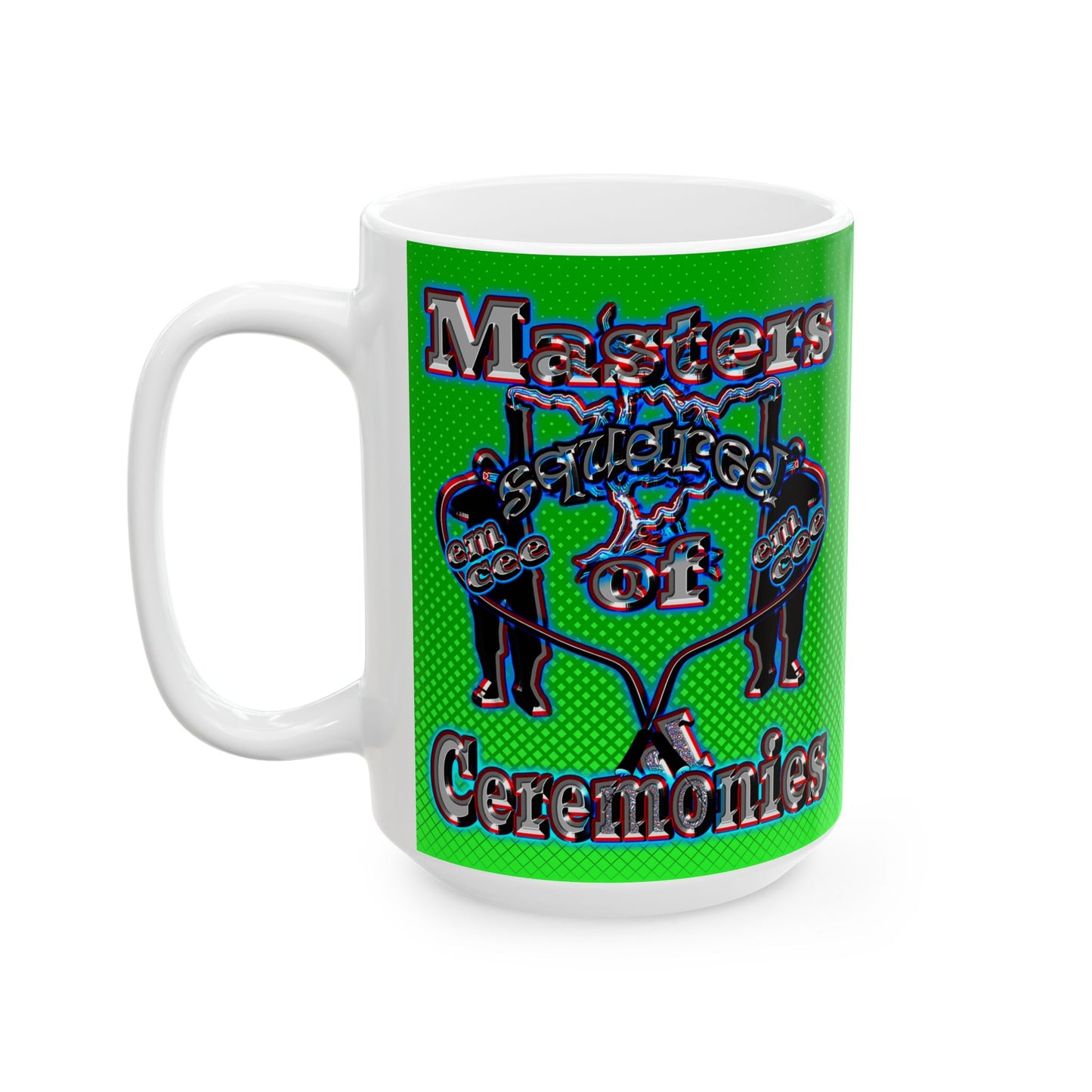 em cee squared - White Mug (logo green)
