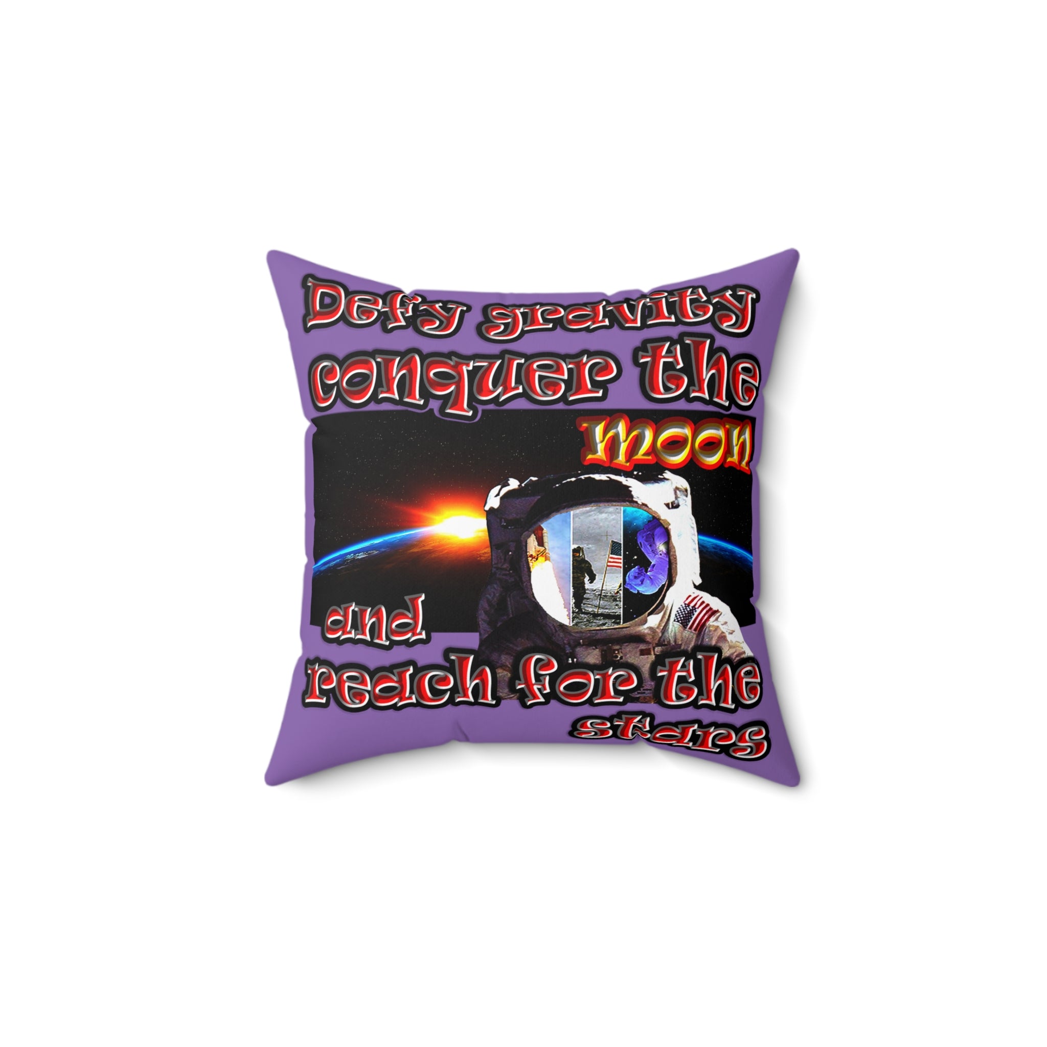 defy conquer reach - Spun Polyester Square Pillow - (light purple)