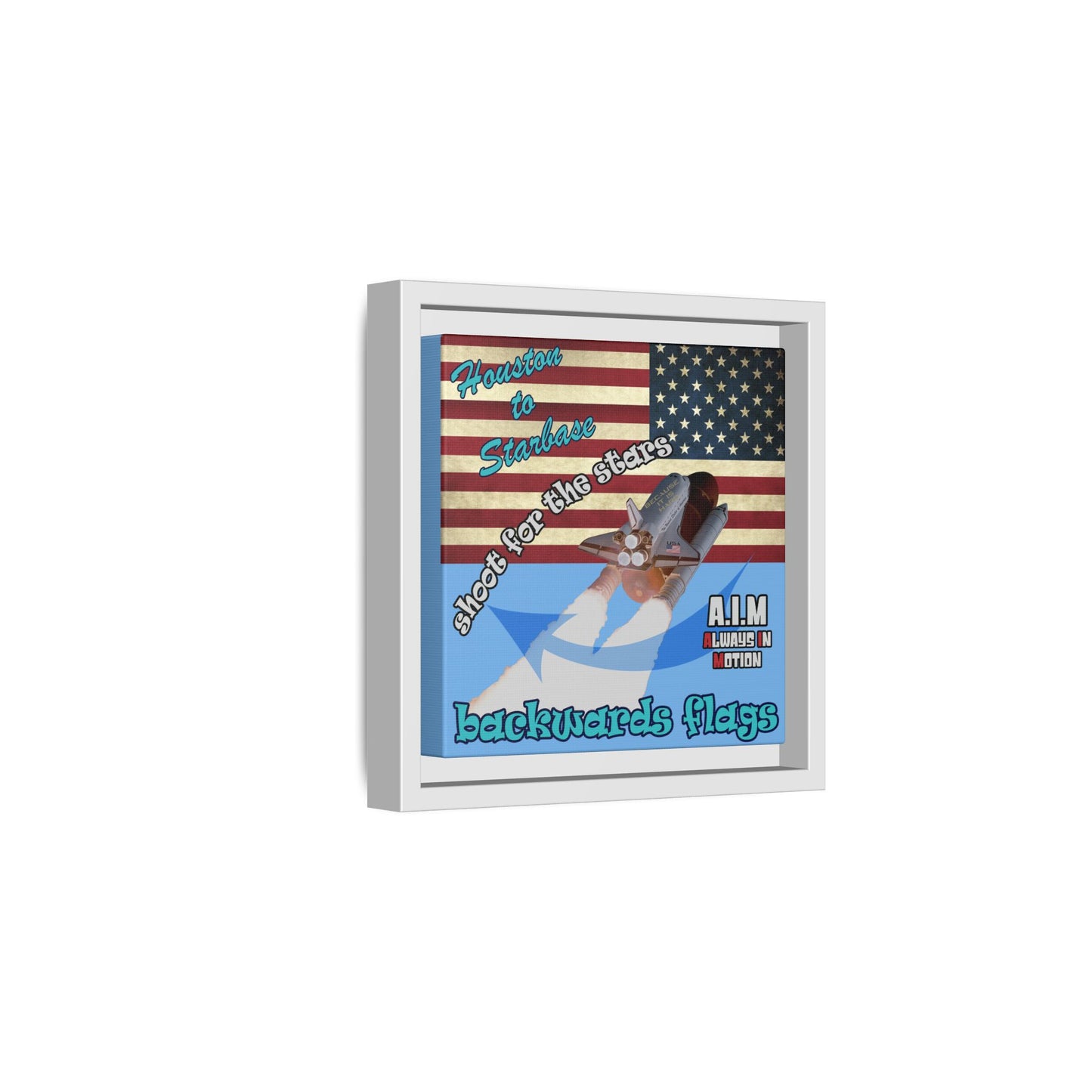 shoot for the stars - framed canvas art (light blue)