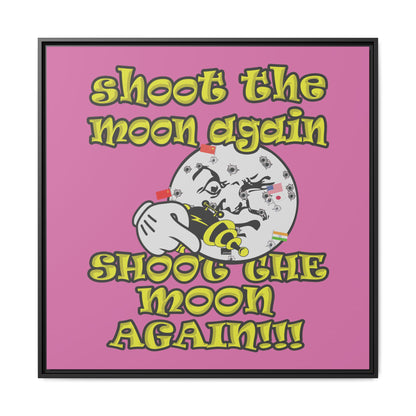 shoot the moon again - framed canvas art (light pink)
