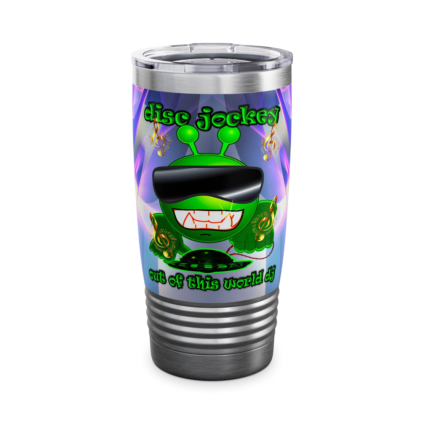 disc jockey - Ringneck Tumbler, 20oz (grey-pink wave)