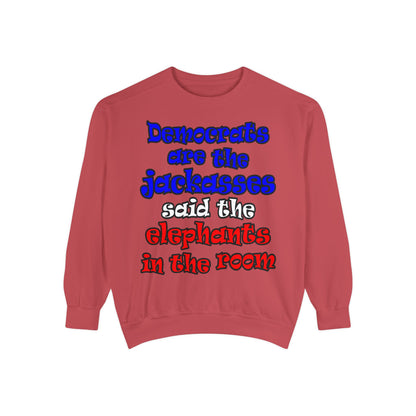 donkeys and elephants - Unisex Garment-Dyed Sweatshirt
