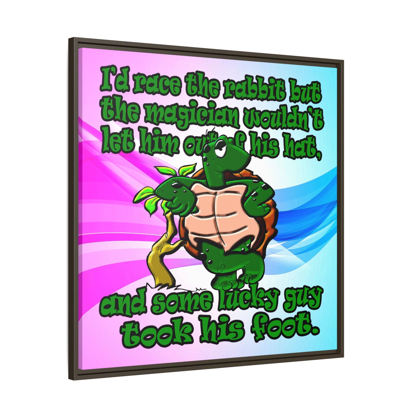 turtle race - framed canvas art (light blue-pink wave)