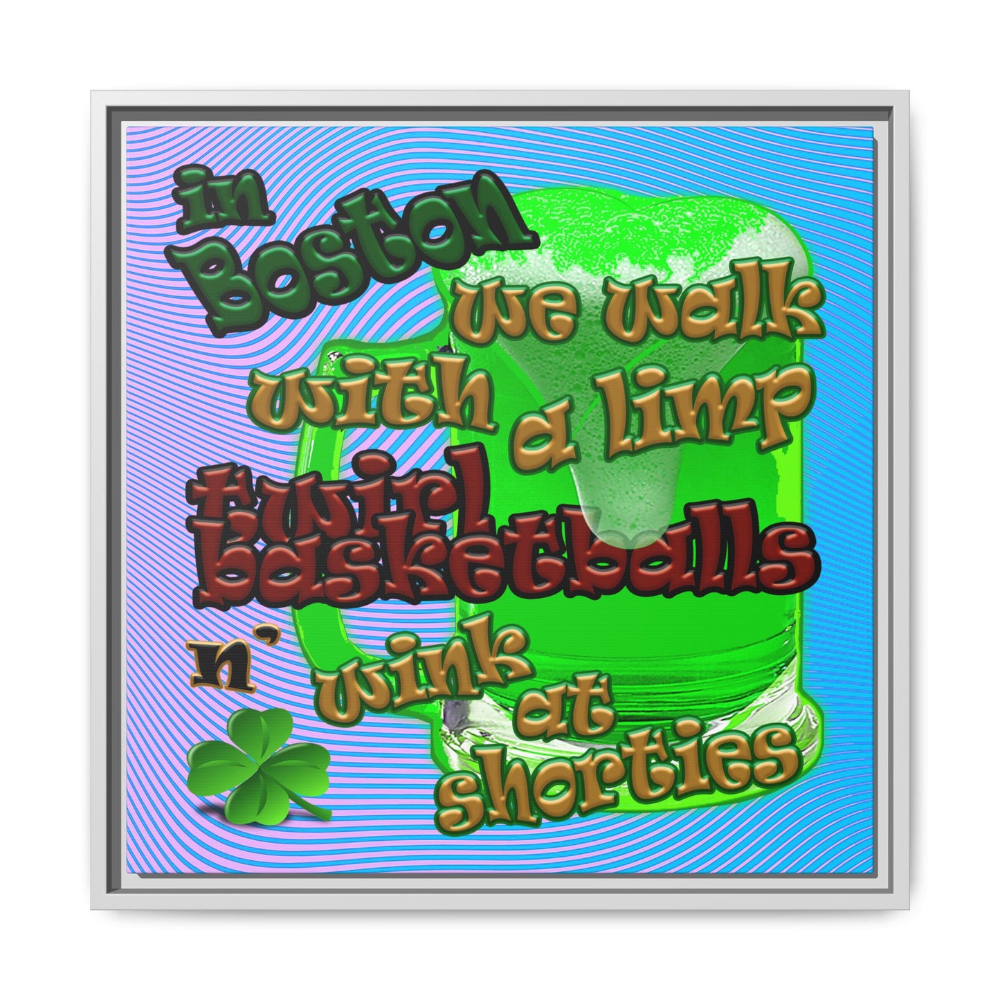 celtics logo - framed canvas art (light blue-purple wave)