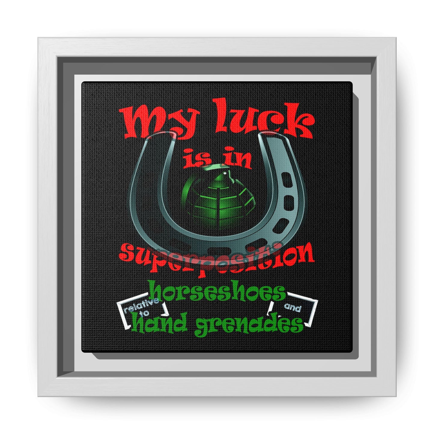 my luck - framed canvas art (black)