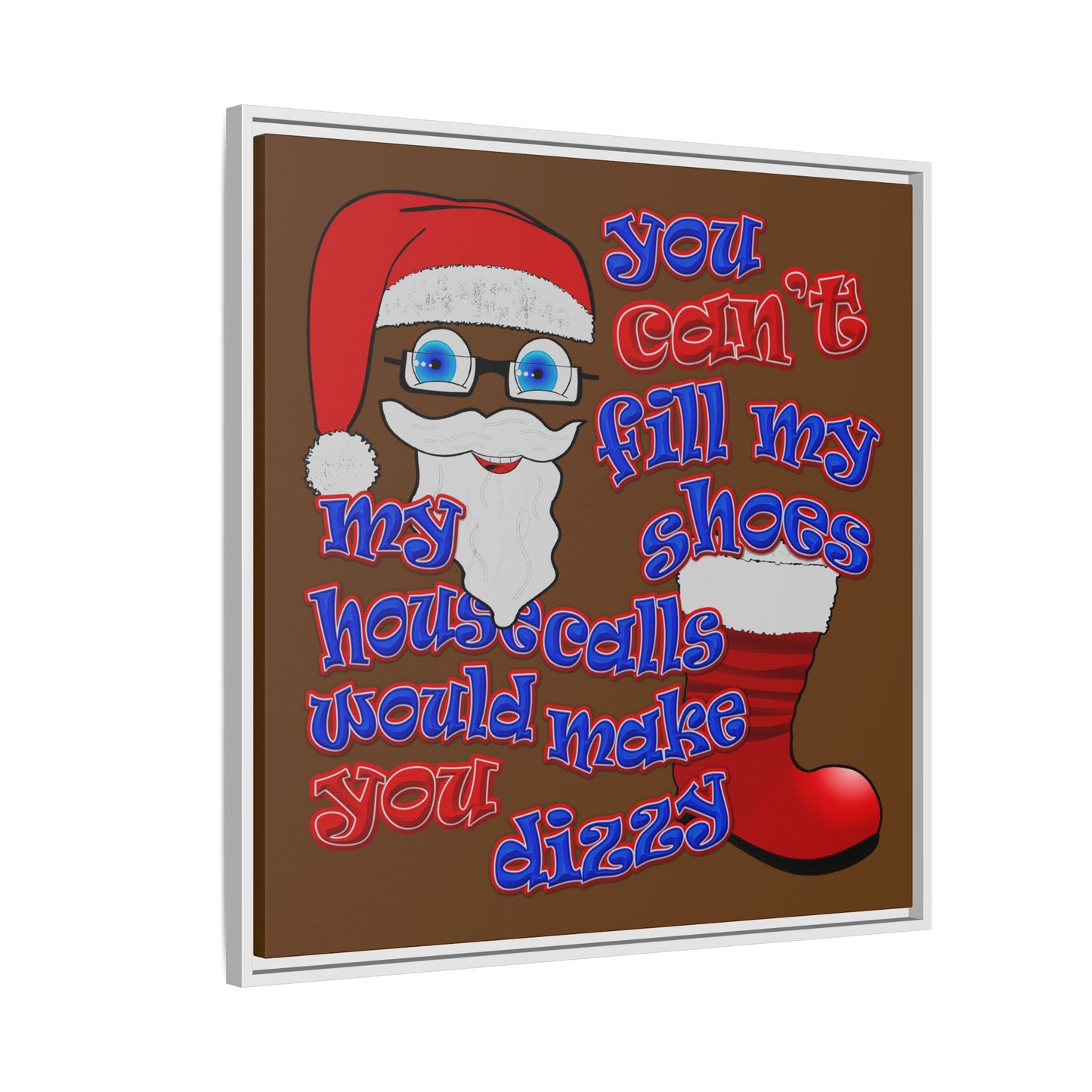 santa's shoes - framed canvas art (brown)