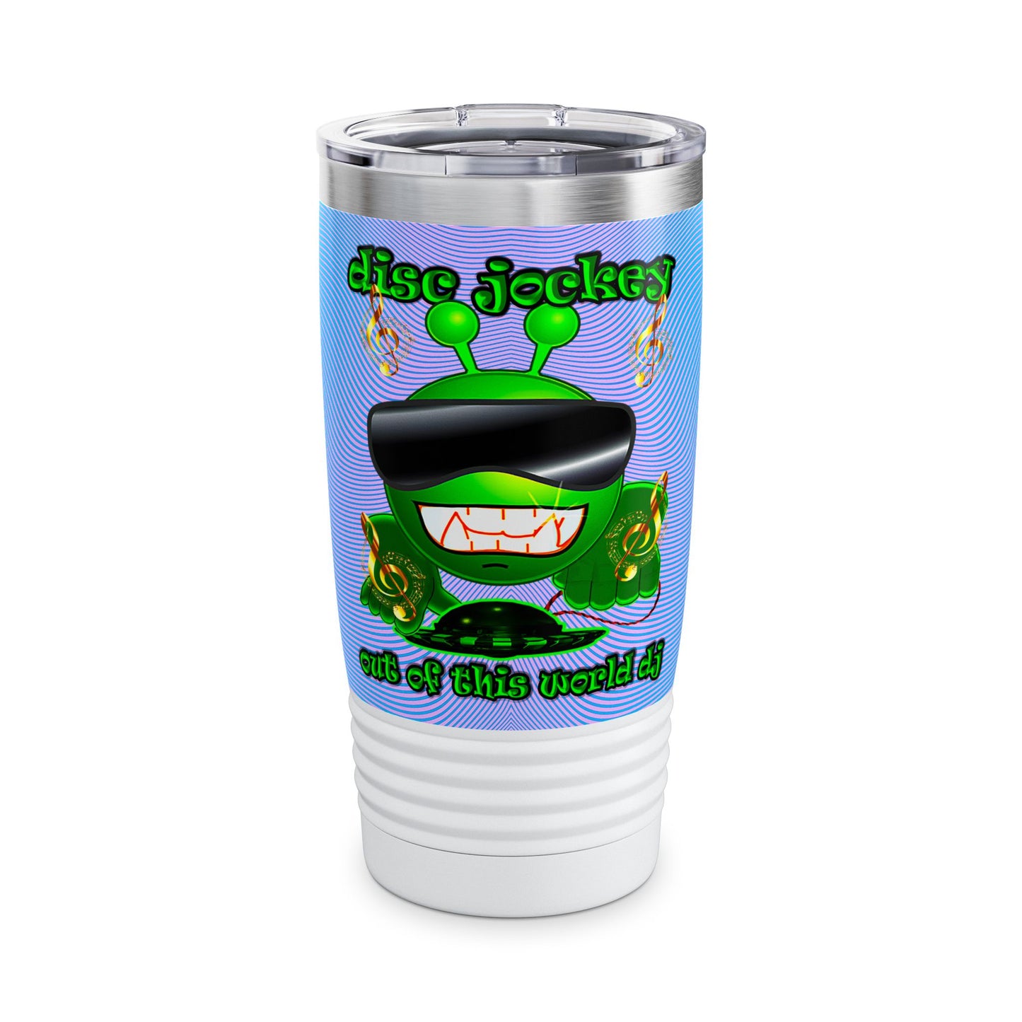 disc jockey - Ringneck Tumbler, 20oz (light blue-purple wave)