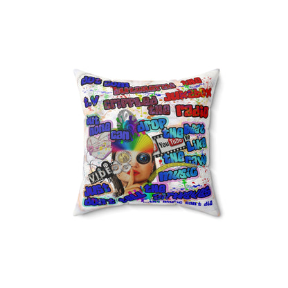 drop the beat - Faux Suede Square Pillow - (white marble)