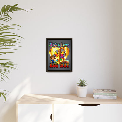 love peace - framed canvas art (grey-light grey)