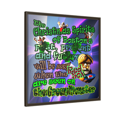 christmas spirits of boston - framed canvas art (grey-pink wave)