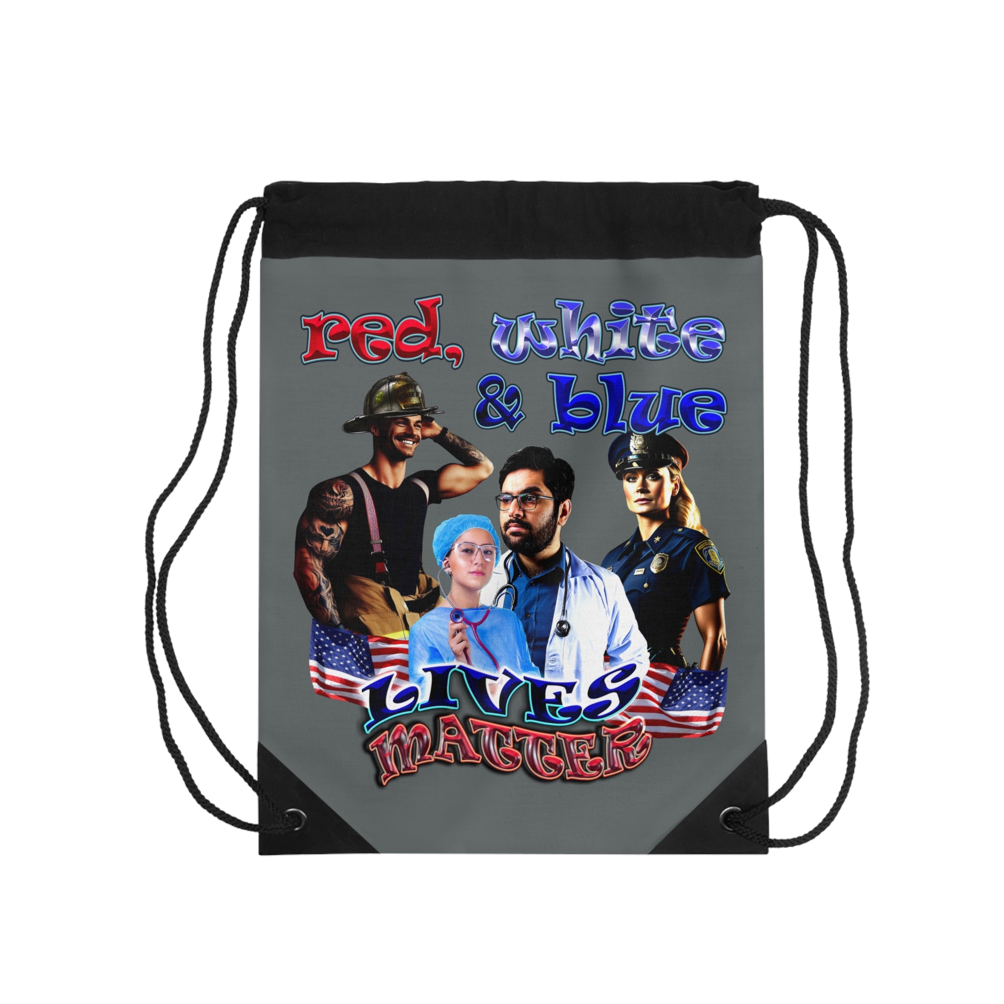 rw&b lives matter - Drawstring Bag (dark grey)