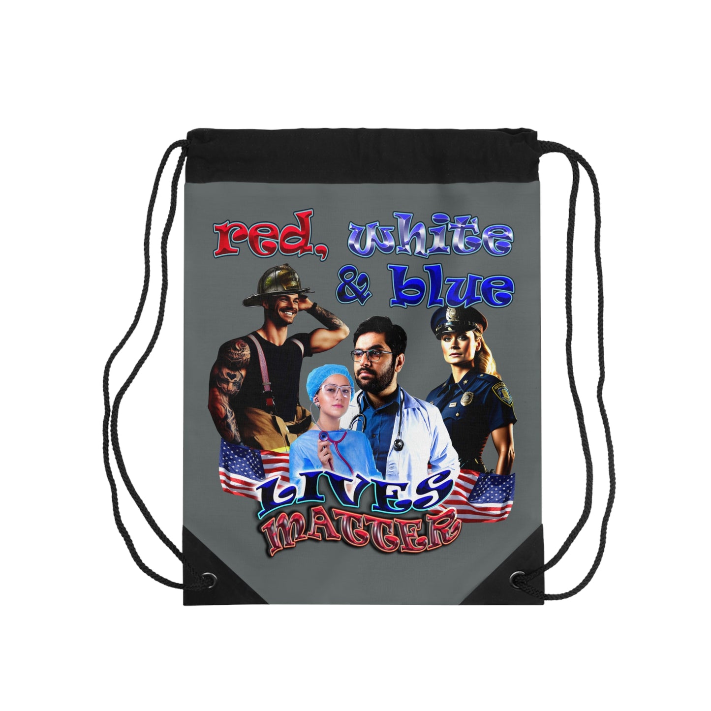 rw&b lives matter - Drawstring Bag (dark grey)