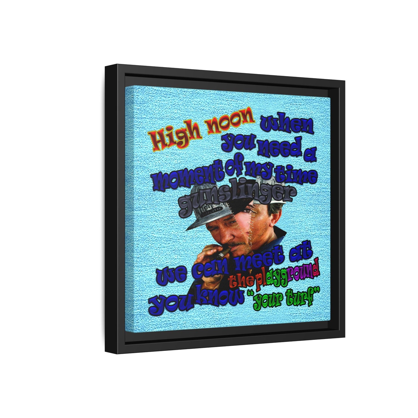 high noon - framed canvas art (faded blue)