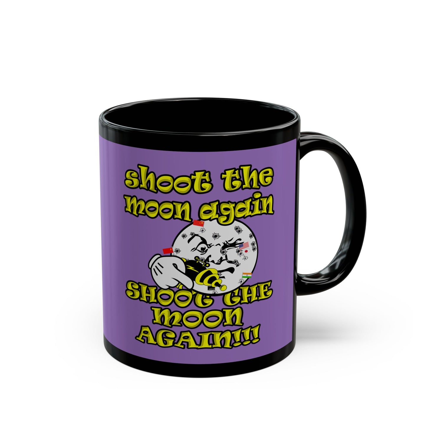 shoot the moon again - Black Mug (light purple)