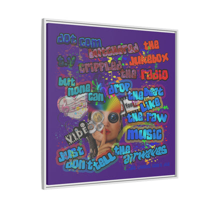 drop the beat - framed canvas art (purple)