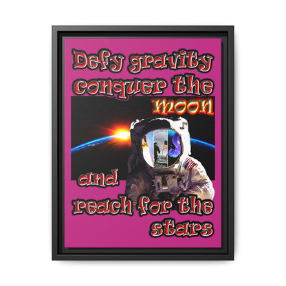 defy conquer reach - framed canvas art (pink)