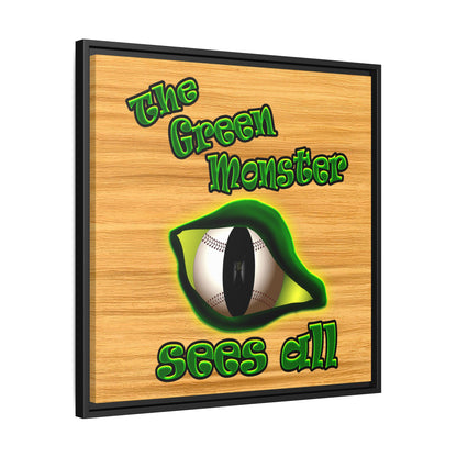 green monster - framed canvas art (butterscotch wood finish)