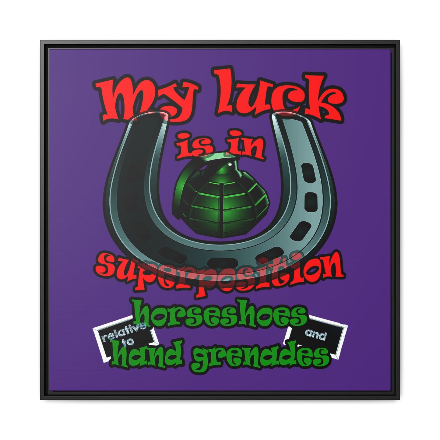 my luck - framed canvas art (purple)