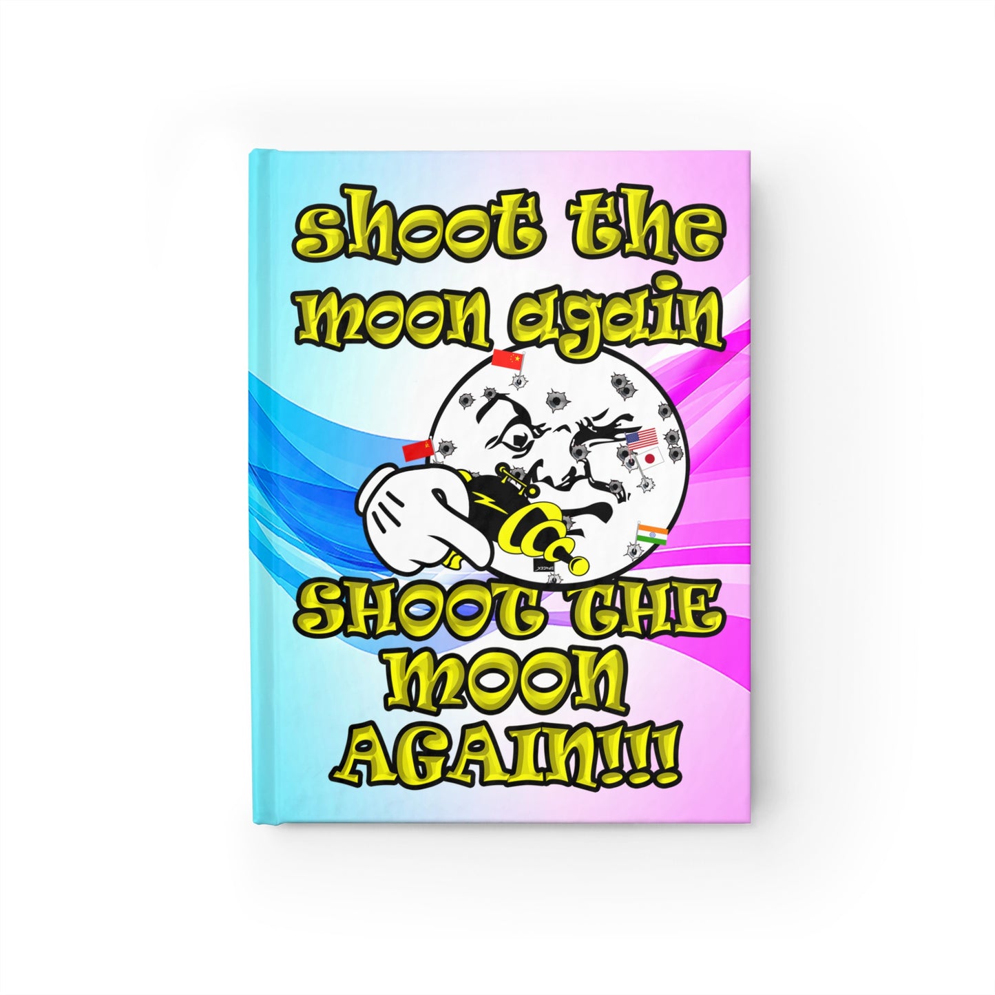 shoot the moon again - journal-lined (light blue-pink wave)