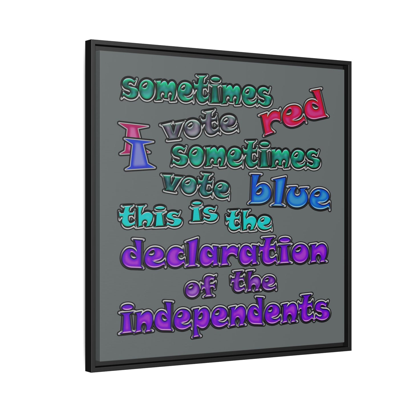 declaration of the independents - framed canvas art (dark grey)