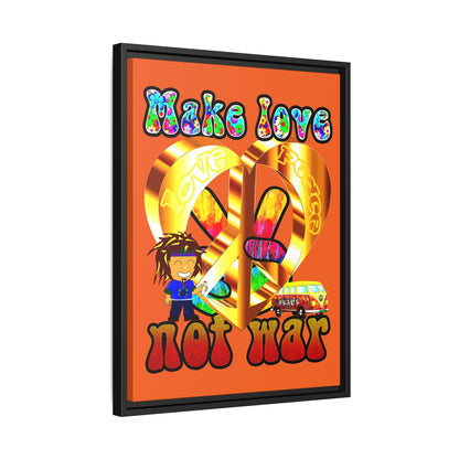 love peace - framed canvas art (orange)