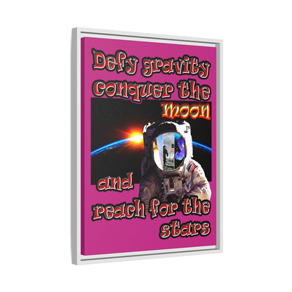 defy conquer reach - framed canvas art (pink)
