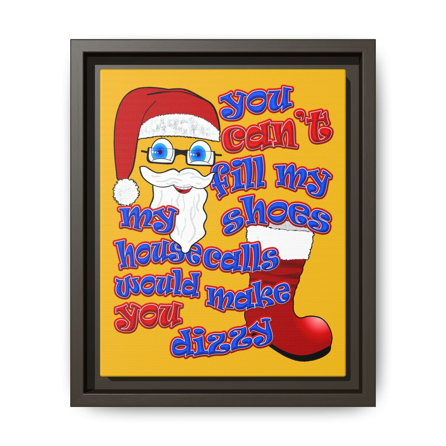 santa's shoes - framed canvas art (yellow)
