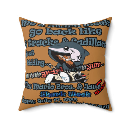 shark week - Faux Suede Square Pillow - (light brown)
