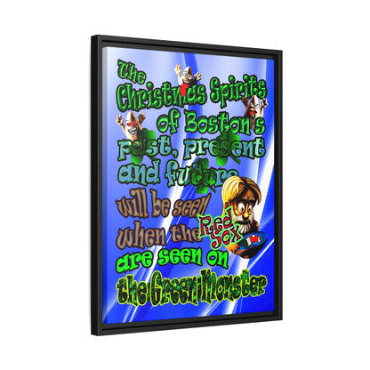 christmas spirits of boston - framed canvas art (blue-white wave)