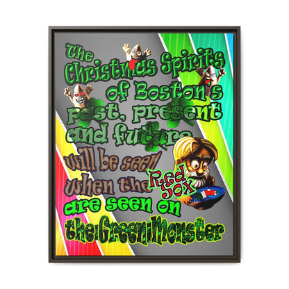 christmas spirits of boston - framed canvas art (rainbow split)